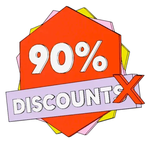 90% discount crossed out